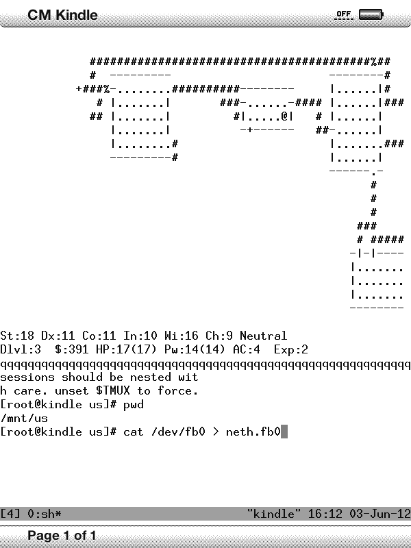 NetHack runs on Kindle